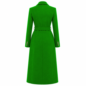 Alpha |   Kapa |   Manteau Trench Long Croisé Ceinturé pour Femme Alpha, Col Cranté, Manches Longues, Coupe Ajustée, Vêtement d'extérieur Formel - Product Image 4