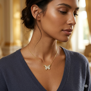 Trendy Women's fashion Jewelry Custom Insect Style Butterfly 10K <b>Solid</b> <b>Gold</b> Sparkling Natural Diamond Necklace Fine <b>pendant</b> Gift - Product Image 2