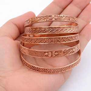 Vintage <b>Copper</b> Alloy <b>Bangles</b> Women's Engraved Flower Pattern Bracelets Antique Plated Jewelry men women <b>copper</b> jewelry - Product Image 1