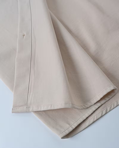 Men's Beige Short Sleeve Shirt Set Casual Summer Breathable Woven Cotton Shorts Button-Up Top Solid Color - Product Image 4