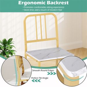 Ensemble de salle à manger 3 pièces blanc et or avec chaises gain de place à encastrer sous la table - Product Image 6