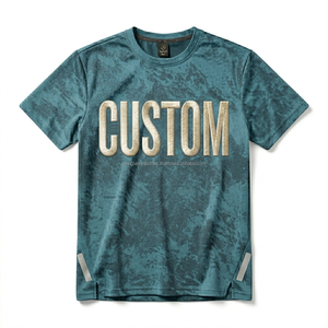 T-shirt personnalisé imprimé par sublimation sur toute la surface, 100% polyester, séchage rapide, vêtements de sport pour hommes, t-shirts à épaules tombantes - Product Image 1