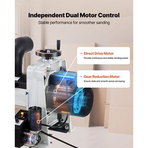 Lijadora de Tambor de Banco de 10 Pulgadas con Motor Dual, 1HP, 1725 RPM, Velocidad Variable, Cinta Transportadora Recolectora de Polvo de 4 Pulgadas, Maquinaria para Trabajar la Madera - Product Image 4
