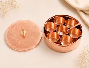 Pure Copper Vintage Design Handmade Dishwasher Safe Lid <b>Kitchen</b> Storage <b>Caddy</b> for Tea Coffee Sugar Spice Dry Fruit Pantry Use - Product Image 1