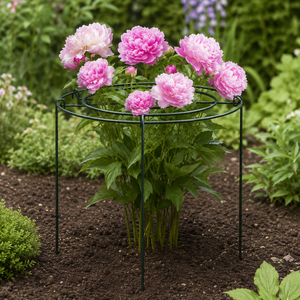 Dark Green Metal Plant <b>Support</b> Ring Garden Flower Stake Cage Removable Peony <b>Tomato</b> Grow Frame Outdoor Holder Stand - Product Image 2