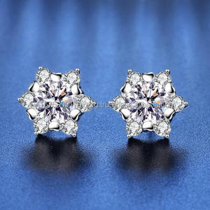 Luxury Floral Cluster Moissanite Diamond Earrings 925 Sterling <b>Silver</b> Wedding Gift For Women - Product Image 3