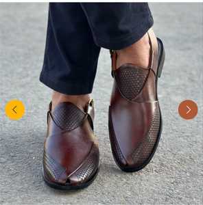 Men Genuine Leather Open Toe <b>Slides</b> Breathable Casual Summer Sandals <b>Slip</b>-On Brown Midsole Rubber Outsole - Product Image 1