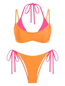 Maillot de bain bikini dos nu pour femme, double couche, colorblock, fournisseur en gros - Product Image 1