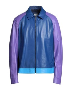 <b>Men</b>’s Blue Cafe Racer Genuine Cowhide <b>Leather</b> Biker <b>Jacket</b> - Product Image 1