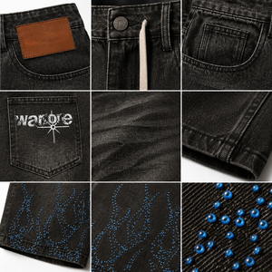 Short en jean pour homme avec strass, respirant, confortable, décontracté, haute qualité, prix abordable, pour adultes, en toile unie, vente en gros OEM - Product Image 6