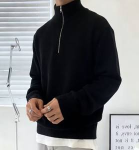 Cárdigan de Punto con Cierre para Hombre, Color Sólido, con Logotipo Frontal, Mangas Largas, Mezcla de Poliéster/Algodón, Suéter de Invierno - Product Image 3