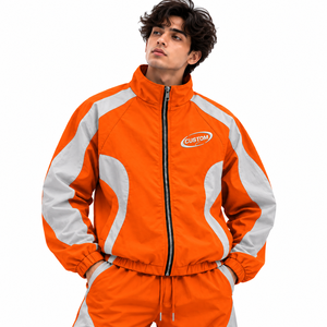 Custom High Street <b>Vintage</b> <b>Windbreaker</b> Mens Nylon Jacket Full Zip Two Tone Panel Polyester Windproof Athletic Apparel - Product Image 1