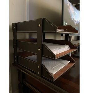 Custom Brand Desk Organizer Thipoten 3-Tier Stackable Letter Tray Holder Office Supplies Paper <b>File</b> <b>Magazine</b> Made Rajasthan - Product Image 2