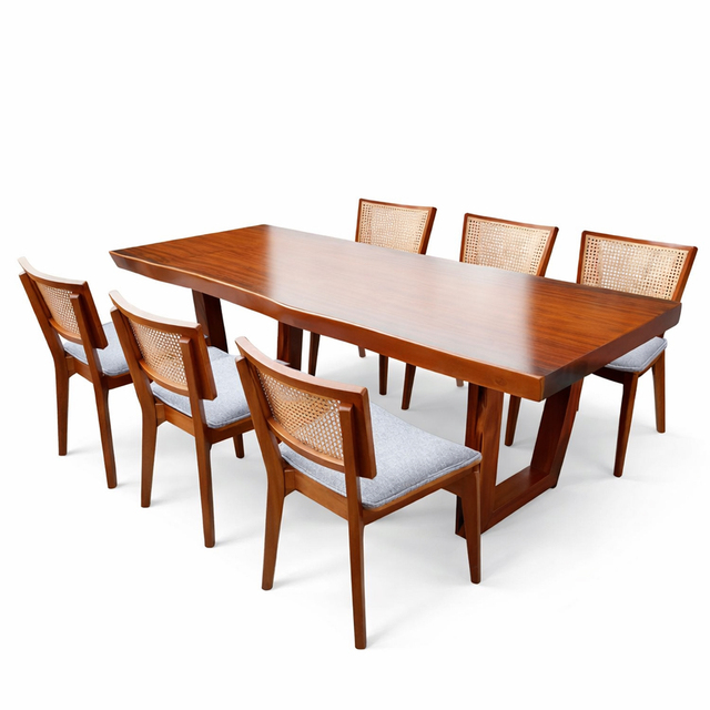 High End Solid Suar Wood Scandinavian Design Wholesale Dhifa Dining Set Table Durable 6 Seater Farmhouse Kitchen Home Use