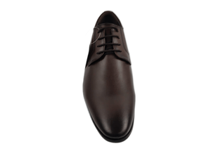 Chaussures habillées Dlords Christofer pour hommes en cuir véritable marron, style Oxford, à bout pointu, à lacets, confortables, antidérapantes, avec logo en relief - Product Image 3