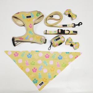 Tali pelangi mangkuk air kulit mendaki 5m kalung pvc harness anjing lembut dan kristal rami disesuaikan sabuk kucing untuk anjing - Product Image 1