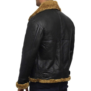Personaliza Tu Propio Diseño, Chaqueta de Invierno para Hombre, de Cuero Genuino, con Forro de Piel Sintética Sherpa, Cuello Alto - Product Image 2