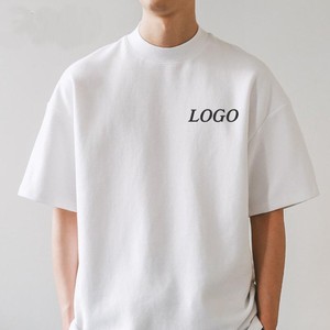 เสื้อยืดคอกลมคุณภาพสูงสำหรับผู้ชาย พิมพ์ลายโลโก้ด้วยผ้าไหมแบบสั่งทำ เสื้อสตรีทแวร์คอเต่า - Product Image 1