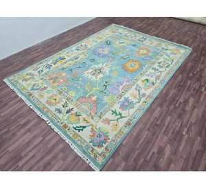 Alfombra Oushak de Lana de Alta Calidad Anudada a Mano, Diseño Nuevo, Rectangular 8x10, Alfombra Antigua para Sala de Estar, Estilo Abstracto, de Algodón - Product Image 2