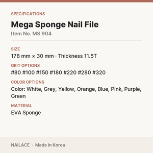 Lime à ongles coréenne Mega Sponge 80/100 Grit conique, logo personnalisé OEM pour salon, vente en gros - Product Image 4