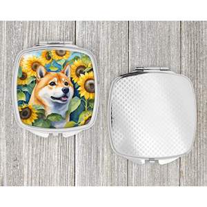 Shiba Inu girasoles compacto plegable de mano de viaje espejo de maquillaje bolsillo regalo decorativo para mujeres y niñas - Product Image 4