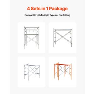 Barre Trasversali Diritte per Ponteggi 6ft x 4ft, Confezione da 4, in Acciaio al Carbonio, Accessorio di Sicurezza a X per Ponteggi - Product Image 3