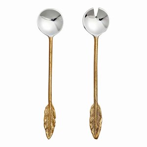 Affordable Price Metal Salad Server <b>Serving</b> <b>Spoon</b> & Fork Set With Bone Handle for Kitchenware Tabletop Salad Server Sets - Product Image 2