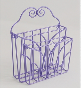 Elegant Metal <b>Wire</b> <b>Storage</b> <b>Basket</b> Purple Color Rectangle Hanging Multi-Purpose Neatening Organizer Stylish Home Accent - Product Image 3