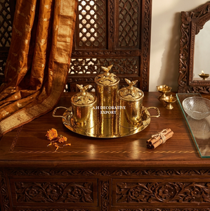 Modern Luxury Hotel Reception <b>Decorative</b> Jar Set with Tray Ornate Metal Utility Containers for Spices and Condiments - Product Image 5