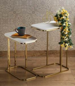 Table gigogne de luxe en métal plaqué or à prix compétitif pour salon, salle de séjour, bureau – Vente en Inde - Product Image 1