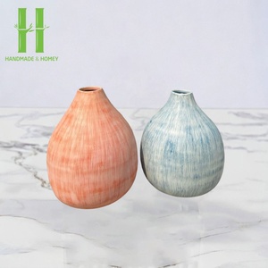 Jarrones de mesa modernos de laca de bambú, decoración pintada a mano, jarrón metálico de oro rosa OEM de alta calidad para decoración del hogar de Vietnam - Product Image 4