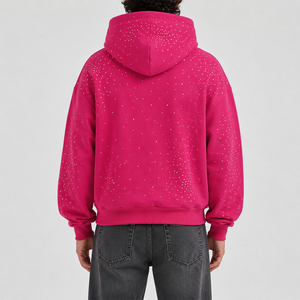 Sudadera con Capucha de Hombre de Gran Tamaño con Pedrería, Diseño Personalizado al por Mayor, Sudaderas con Capucha de Hombre de Manga Larga de Alta Calidad con Pedrería - Product Image 2