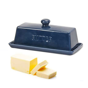 Mantequillera de gres hecha a mano con tapa rústica para almacenar mantequilla fresca y estilo de cocina campestre - Product Image 1