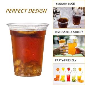 Vasos Desechables Biodegradables Transparentes de 12oz, de Plástico PET, a Prueba de Fugas, Libres de BPA, para Jugos, Refrescos, Café Helado, Agua, Fiestas, Ecológicos, Paquete de 50 - Product Image 4