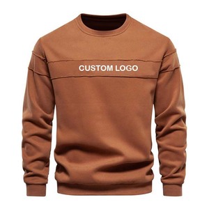 Sudadera de Cuello Redondo para Hombre, Color Sólido, Corte Regular, Tejido de Algodón, Estilo Casual para Otoño, Logotipo Personalizado con Impresión Frontal - Product Image 1