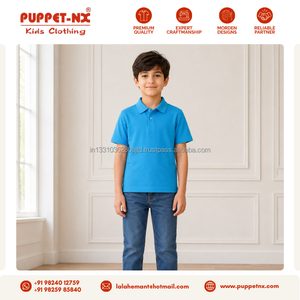 Polo T-shirt en gros, uniforme scolaire unisexe pour enfants à manches courtes, bleu ciel, personnalisable avec logo, approvisionnement en vrac - Product Image 2
