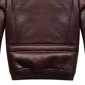 Veste en cuir d'hiver pour homme avec doublure en fourrure, fermeture éclair, coupe-vent, style motard, cuir véritable épais, manteau chaud AI-LJ-021 - Product Image 6