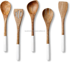 Cooking <b>Utensil</b> Set Totally Premium Wood <b>Kitchen</b> <b>Utensil</b> Set Handmade Spoon Made in India - Product Image 1