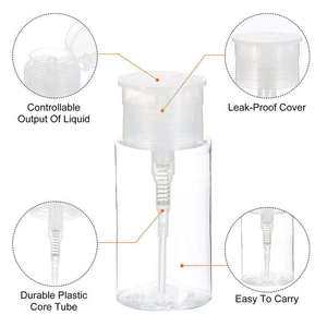 Makeup Remover 100ml 120ml 150ml Unalilia Empty Refillable PET Plastic Alcohol Acetone Nail Polish Cylinder Pump Sprayer <b>Bottle</b> - Product Image 2