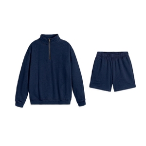 Ensemble sweat-shirt et short zippé personnalisable grande taille pour homme – Coton respirant de haute qualité – Tenue décontractée pour homme - Product Image 3