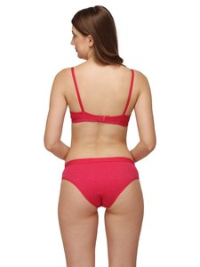 Ensemble de lingerie 2 pièces pour femme, soutien-gorge et culotte en jersey sans couture avec coussinets intégrés, maintien léger, lavable en machine - Product Image 3