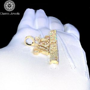 Charm_Jewells Pendentif Lettre en Argent 925 Plaqué Or 22 carats avec Moissanite Sertie Clos, Style Hiphop, Certifié IGI, Bijoux Unisexe - Product Image 5