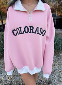 Sudadera Oversize de Forro Polar para Mujer con Media Cremallera, Estampado de Letras 'Ohio' Rosa, Cuello Alto, Manga Regular, Ropa Casual de Otoño, Servicio OEM - Product Image 6