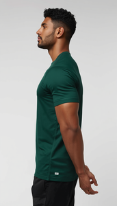 เสื้อยืดกีฬาสีเขียวขวดแบบเรียบ 220 GSM ผลิตตามสั่ง ขายส่งจำนวนมาก รับผลิตแบบ OEM ODM |   โพลีเอสเตอร์แห้งเร็ว - Product Image 4