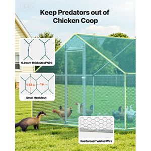 Grande Pollaio in Metallo con Tetto a Spiovente 9.8x26.2x6.5 ft, con Recinto e Chiusura di Sicurezza, Copertura per Area Esterna delle Galline - Product Image 4