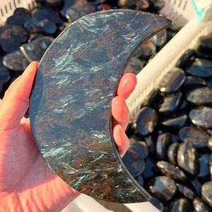 Cristal de Astrophyllite Natural, Forma de Corazón de Luna, Piedra de Palma Pulida, Astrophyllite de Fuego Raro, Tallado Curativo para Decoración del Hogar - Product Image 1