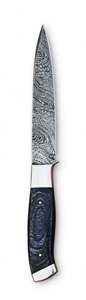 Cuchillo utilitario de acero de Damasco hecho a mano con mango de madera azul, bolster de acero inoxidable y funda de cuero, herramienta de campo - Product Image 2