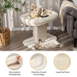 หอคอยต้นไม้สำหรับแมวที่ทันสมัยมีเสาขนาดใหญ่และแผ่นเกาป่านศรนารายณ์ - Product Image 6