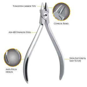 Pince porte-aiguilles bec d'oiseau TC Premium avec inserts en carbure de tungstène, outils réutilisables en acier inoxydable pour la pliage de fils orthodontiques - Product Image 5