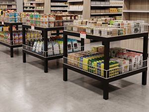 One Tech <b>Modern</b> 1000x1000mm 2 Tier SQUARE PROMO RACK Rack Powder Coated Iron Body Anti Rust for Retail Advertising Merchandise - Product Image 1